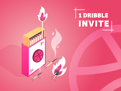 1 Dribbble Invite dribbbleinvitation dribbbleinvite illustration invite invites isometric matchbox one shots