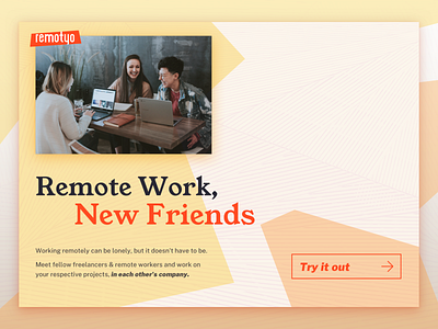 Remote Work, New Friends — Remotyo beta branding debut landign page launch ui