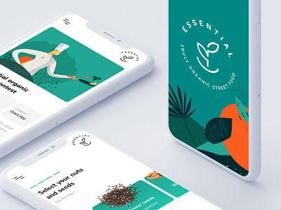 Essential - Truly organic street food Identity app branding logo typography ui