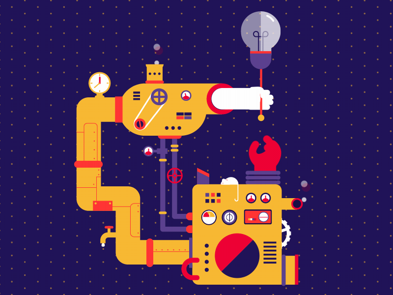 Light machine animation flat machine science