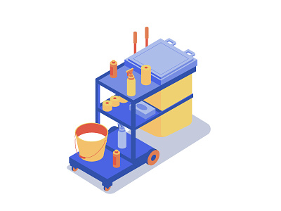 Cleaning cart cart clean isometric