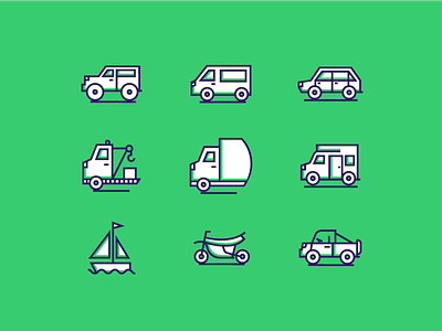 Transportation Icons car flat icons line transportation truck