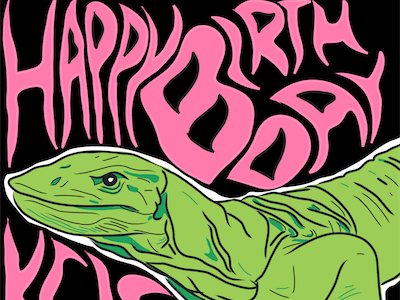 Birthday lizard illustration lizard