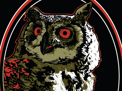 Owl Poster black blackforestdraws.com fuckingevil illustration owl poster red