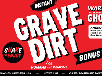 Grave Dirt Label black evil grave dirt label red