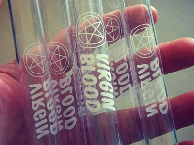 100% Pure Virgin Blood blood evil horror mart pentagram test tubes