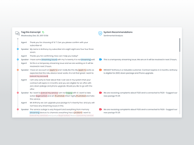 Transcript analytics calendar chart chat dashboard data keyword report sentiment transcript user website