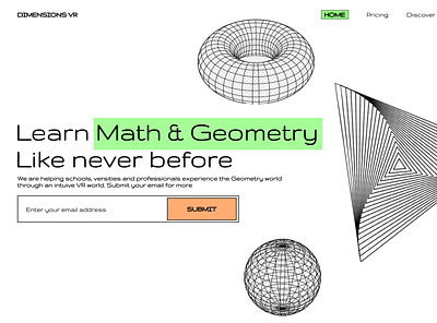 Learn Geometry with VR (Dimensions VR) maths ui web design