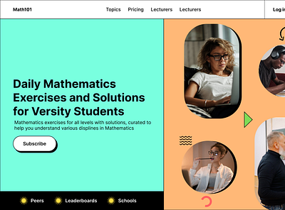 Daily Mathematics Exercises and Solutions Landing Page Design design maths ui web web design