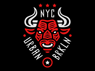 Bull print. brooklyn bull design emblem grunge illustration logo mascot new york city nyc poster print retro star t shirt design texture typography vector vintage