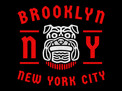 Bulldog print. brooklyn bulldog bulldogs design gothic grunge illustration logo mascot new york city poster print red retro t shirt design typogaphy typography vector vector art vintage