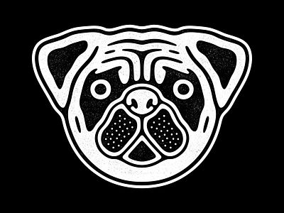 Pug print branding cute design emblem illustration logo pet poster print pug puppy retro vector vintage