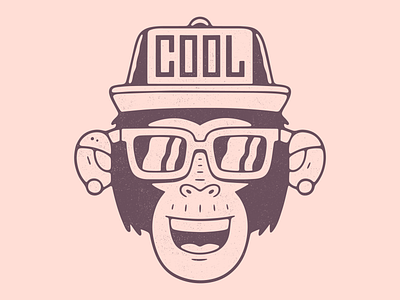 Cool monkey. black cap character chimp design dirty emblem face glasses gorilla hat illustration logo monkey poster print rap textured vector vintage