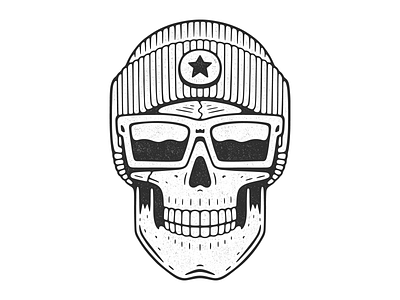 Skull in hat. art design emblem engraved glasses grunge hat hipster illustration logo monochrome poster print retro skeleton skull star t shirt design vector vintage