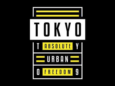 Tokyo print. absolute freedom art design east emblem illustration japan japanese poster print retro t shirt design tokyo tyo tyography urban vector vintage yellow
