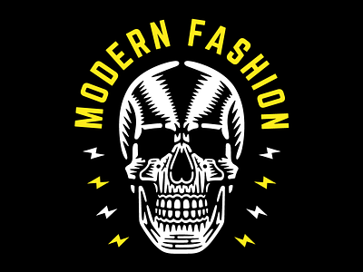 Modern fashion skull. art design emblem illustration modern fashion poster print retro skeleton skull t shirt design typography urban vector vintage yellow