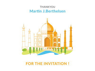 Hello Dribbble - Hello MartinBerthelsen ! india invitation invite love taj mahal thank you