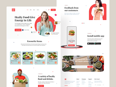 Food Delivery Landing Page ❤️ agency website animation clear.fresh design desing fastfood food freelancer landing page madhu onliine marketplce red sayedur tazrin ui design uiux web