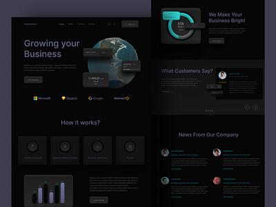 Dark mode Agency Landing page 3d agency website animation dark mode design freelancer graphic design illustration landing page sayedur ui uiux