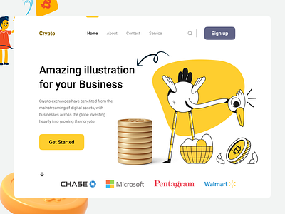 Crypto Agency - Landing page agency website bitcoin crypto agency freelancer graphic design illustration landing page minimal art. nft page sayedur
