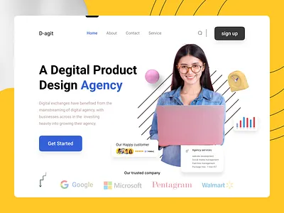 Agency -D-agit Landing page concept. 3d agency website branding design graphic design illustration landing page motion graphics sayedur ui