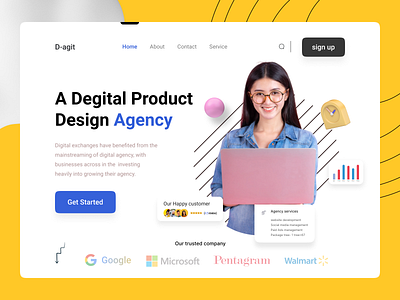 Agency -D-agit Landing page concept. 3d agency website branding design graphic design illustration landing page motion graphics sayedur ui