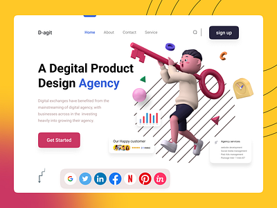 Agency -D-agit Landing page concept. 3d ag agency website branding design graphic design illustration landing page sayedur ui