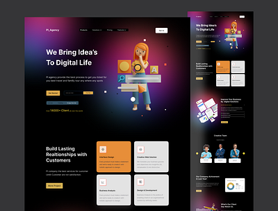 PI-Agency - Landing page concept. agency website design graphic design illustration landing page sayedur