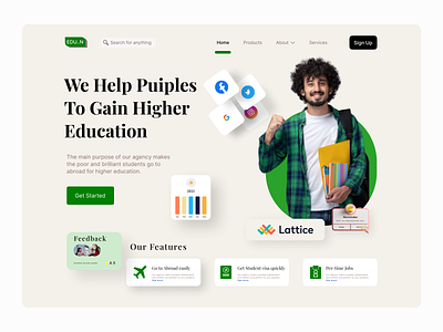 Educational Agency - Landing page concept. agency website branding design educational agency illustration landing page learning ui