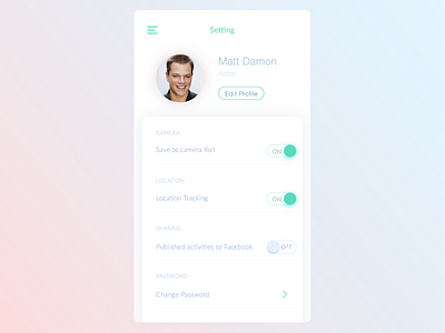 Setting Profile daily design interface mobile settings toggle ui user