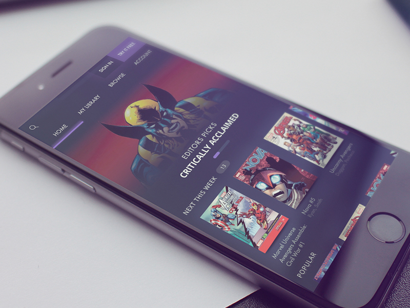 Comics app v2 by Matthew Stockmann on Dribbble