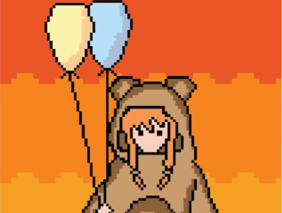 Pixel Bear Cosplay anime art bear pixel