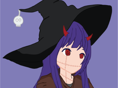 Scary Witch anime art cute design illustration