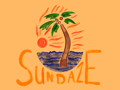 Sundaze beach painting palm tree procreate sunset