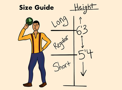 Better Than Belts suspenders size guide ecommerce illustration person procreate size guide