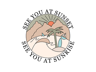 Island Badge badge illustration illustrator island logo mountains nature procreate sunrise sunset