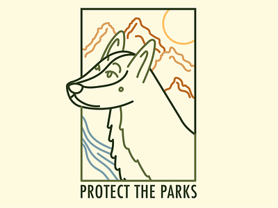 Dog and Landscape Line Design dog illustration illustrator line design park parks procreate stamp