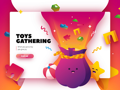 Toys gathering toys ui gradient illustration