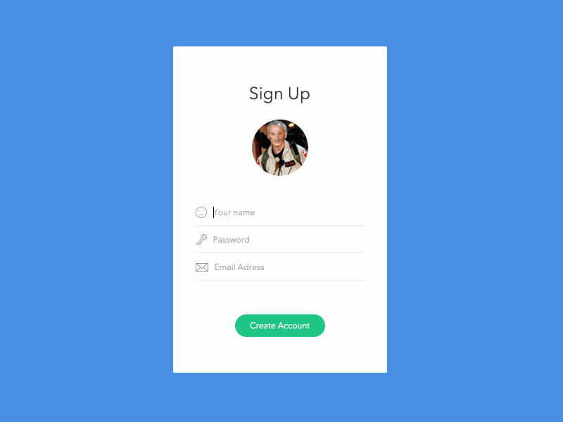 Signup form animation bill form interaction murray signup