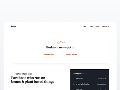 Food & Coffee discovery discovery landing page layout line link nav typography web website