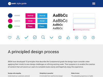 SEEK Style Guide design system style guide