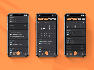 Holidaily 🌴 | Calendar dark mode | UX/UI Design app calendar design mobile ui ux