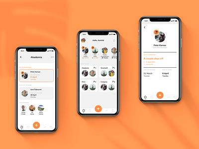 Holidaily 🌴 | Teams | UX/UI Design app application company dark mode dashboard design employee employer holiday mobile mobile ui mobile ux orange ui ux white