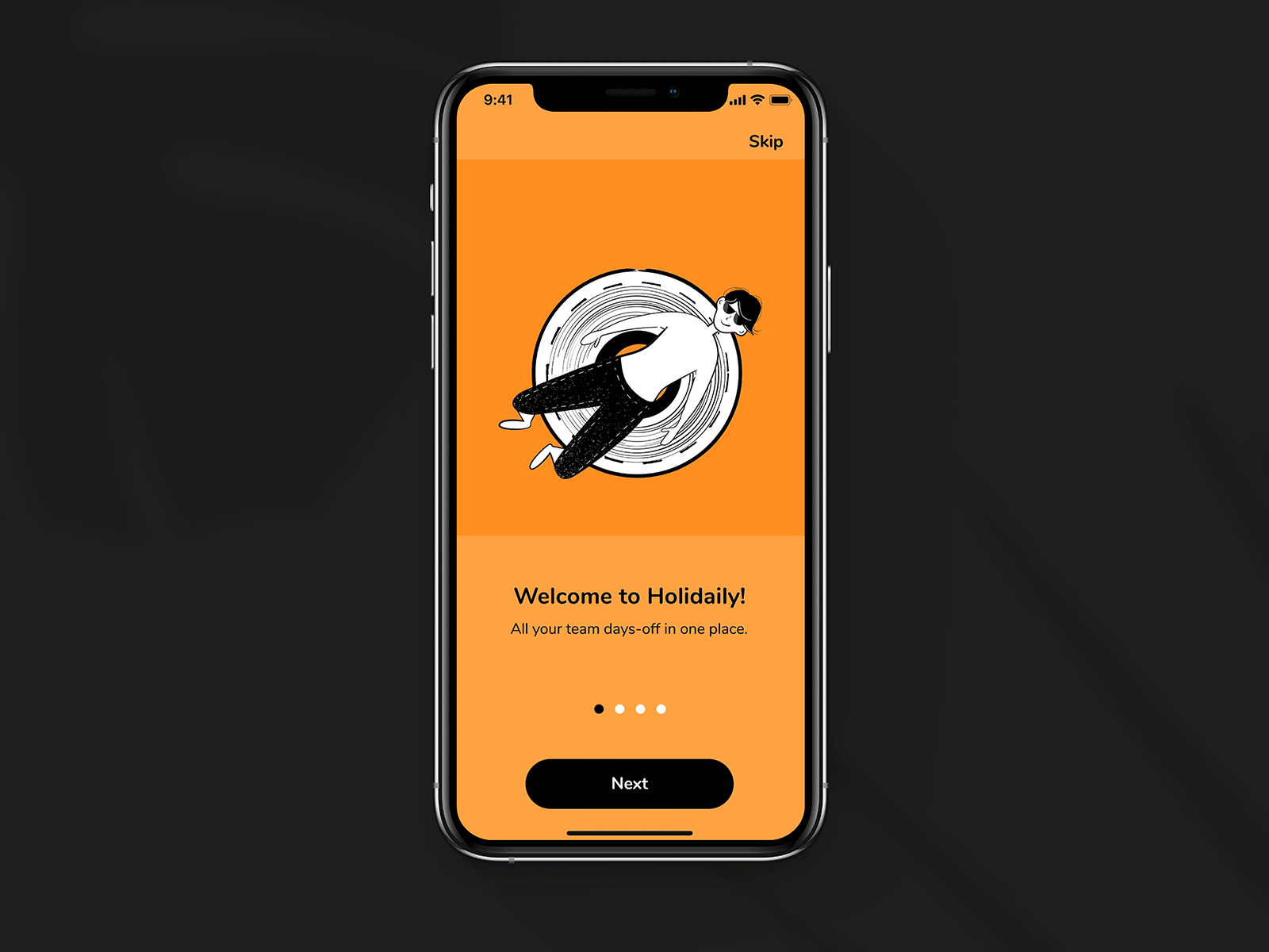 Holidaily 🌴 | Onboarding slider | UX/UI Design animation app application carousel design gif interaction microinteractiom mobile mobile ui mobile ux onboarding orange slider slider carousel slider onboarding ui ux