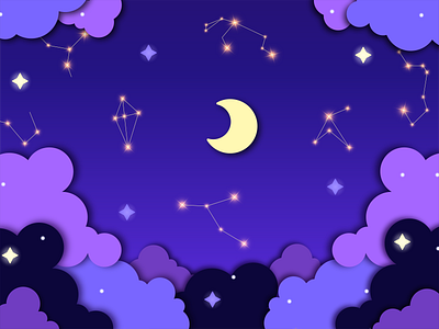 Night sky with constellations in paper cut out style cloud constelations cut out style cute night shiny sky