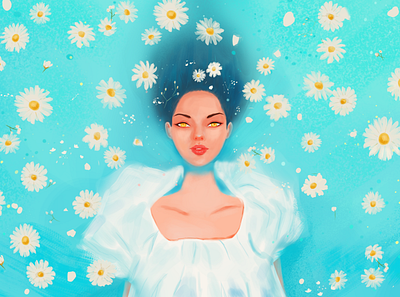 Daisy digital painting illustration portrait