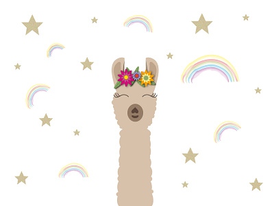 Alpaka cute lama rainbow stars alpaka animal digitalart flat graphic design illustration lama rainbow star