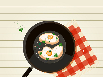 Fried eggs, breakfast