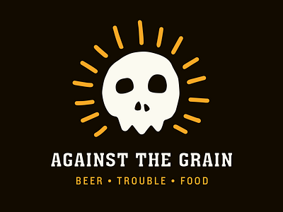 Beer. Trouble. Food. 2 color against the grain beer branding louisville microbrewery robby davis skull