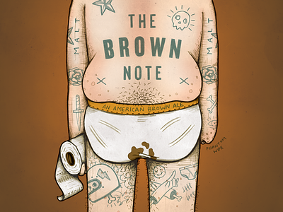 The Brown Note beer label against the grain ass beer label brewery illustration kentucky louisville robby davis tattoos tighty whities toilet